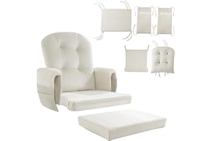 HOMBYS Glider Rocker Replacement Cushions 5 PCS with Storage Side Pocket, Velvet Fabric, Foam & Microfiber Filling, Non-Slip & Washable,Thickened & Supportive for Glider Rocking Chair