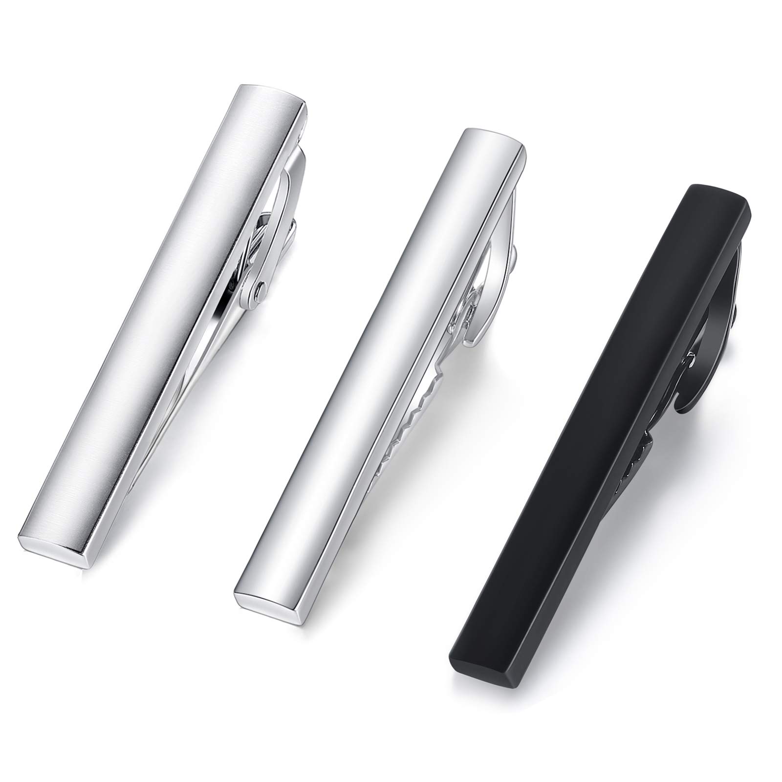 HONEY BEAR 1.57" 3pcs Set Mens/Boys Skinny Tie clips Set Bar for Narrow Tie for Business Wedding Gift 4cm