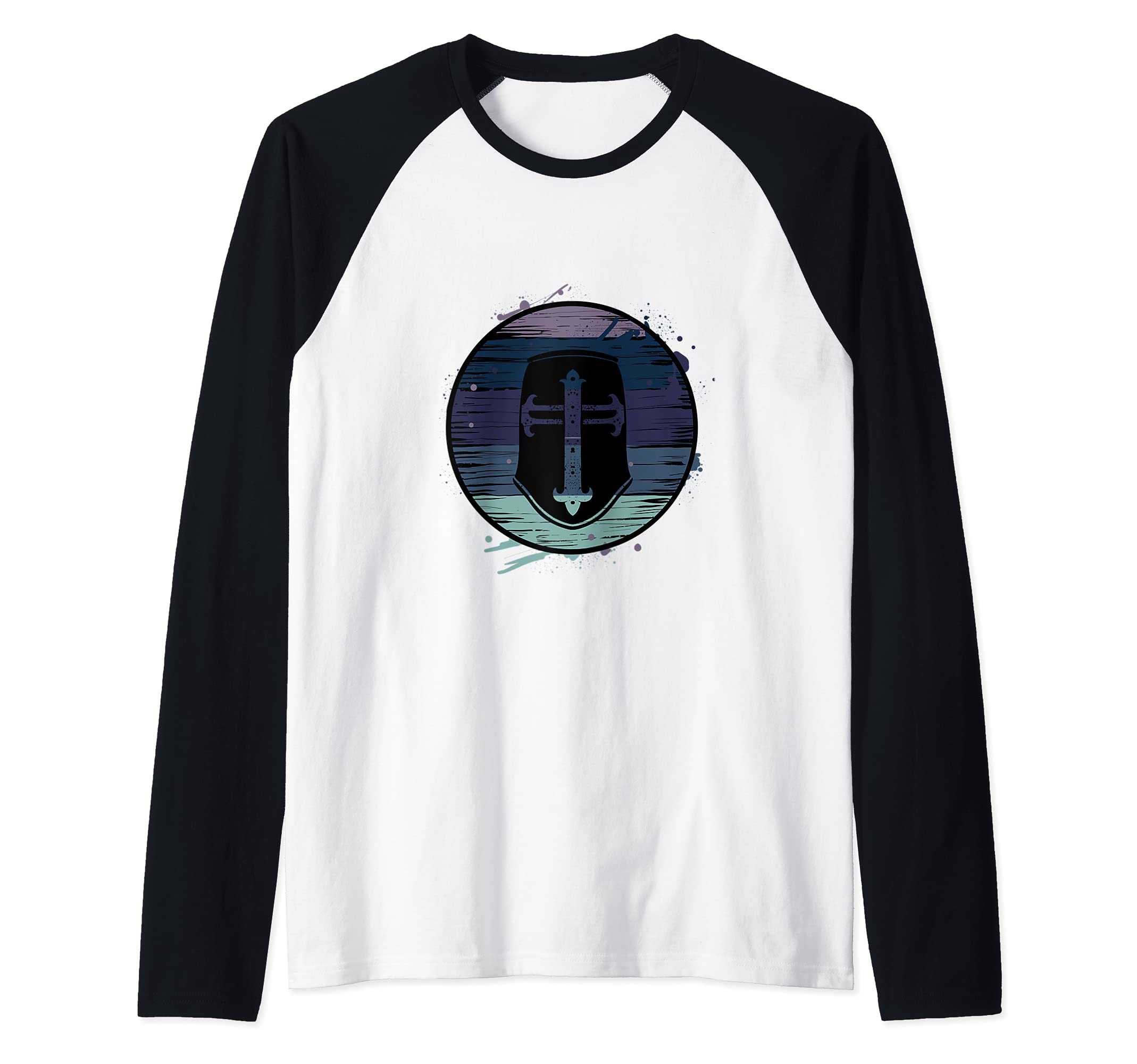 Knight Templar Helmet Crusader Gift Raglan Baseball Tee