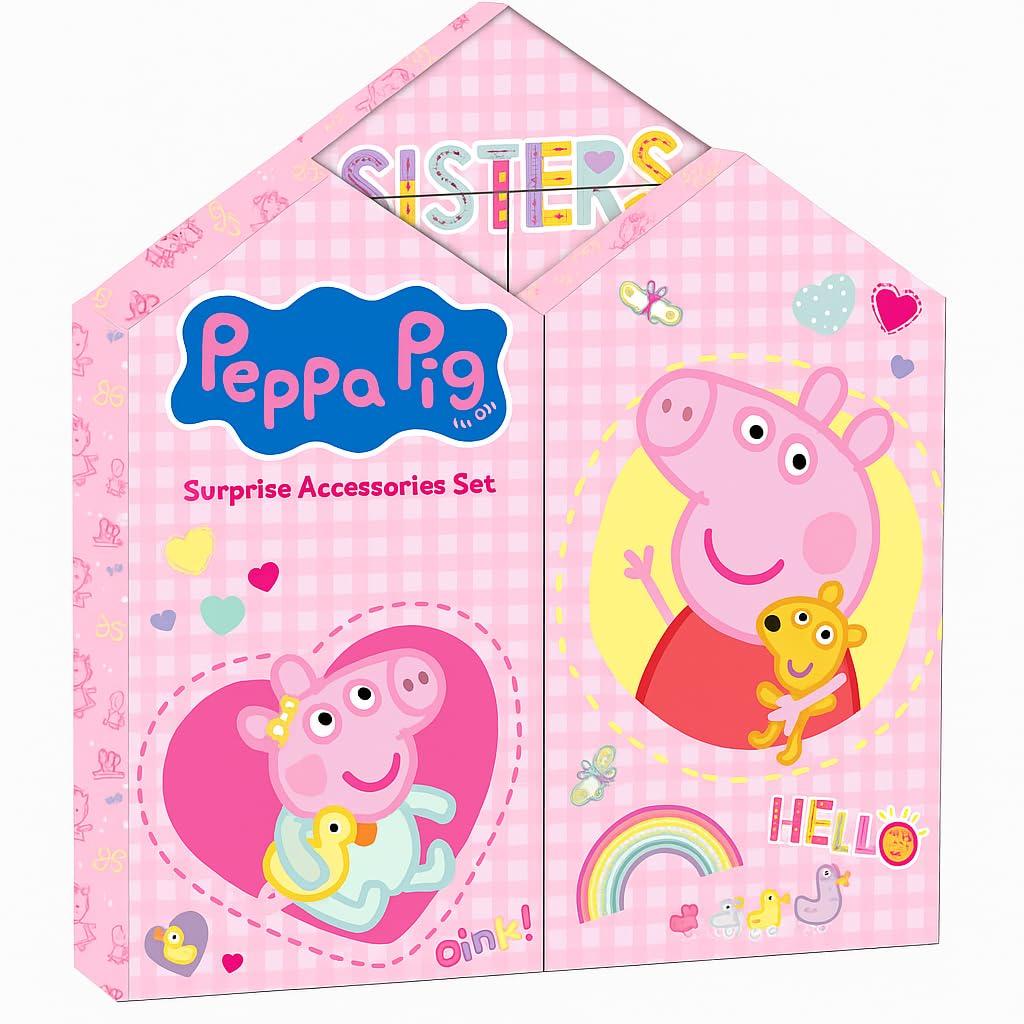 TDL Peppa Pig Advent Calendar for Girls โ 24 Day Surprise Accessories Set with Necklaces, Hair Bands, Wristbands, Hair Clips & Rings โ Kids Jewellery Christmas Countdown Childrens Festive Gift