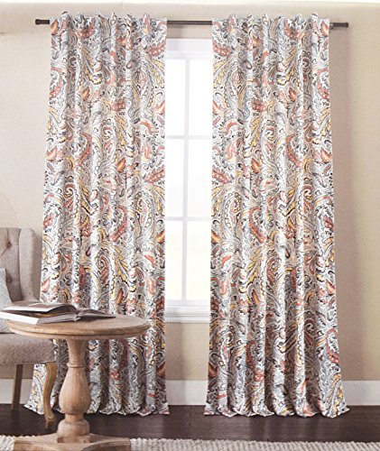 Envogue Jada Large Paisley Scrolls Pair Of Curtains 2 Window