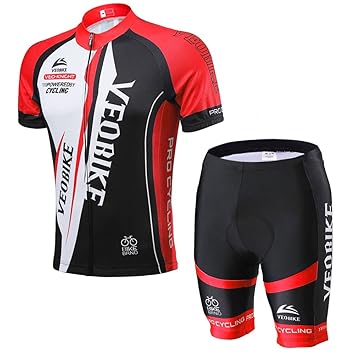 VEOBIKE Fahrradbekleidung Set, Herren Damen Atmungsaktiv Schnell Kurzarm Radfahren Jersey Set Kurzarmtrikot mit 3D Sitzpolste