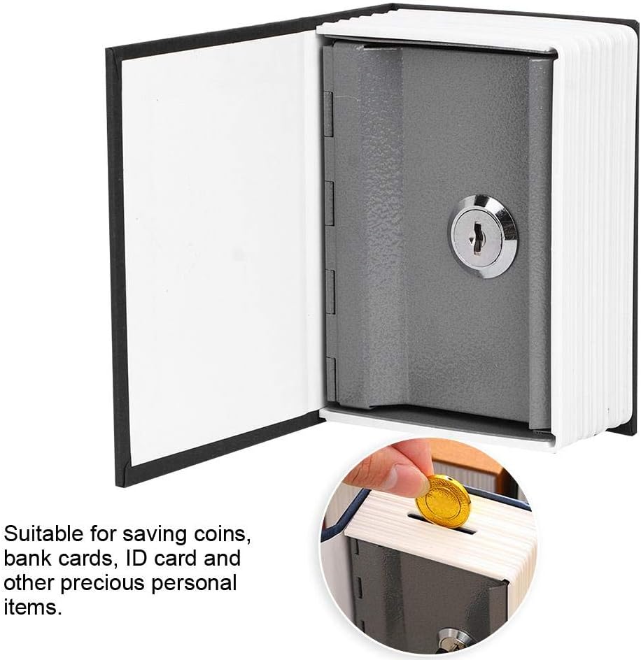 Book Safe Storage Box, Stainless Steel Liner Mini Simulation Book Safe with Key Lock, Dictionary Secret Safe Can - Image 5