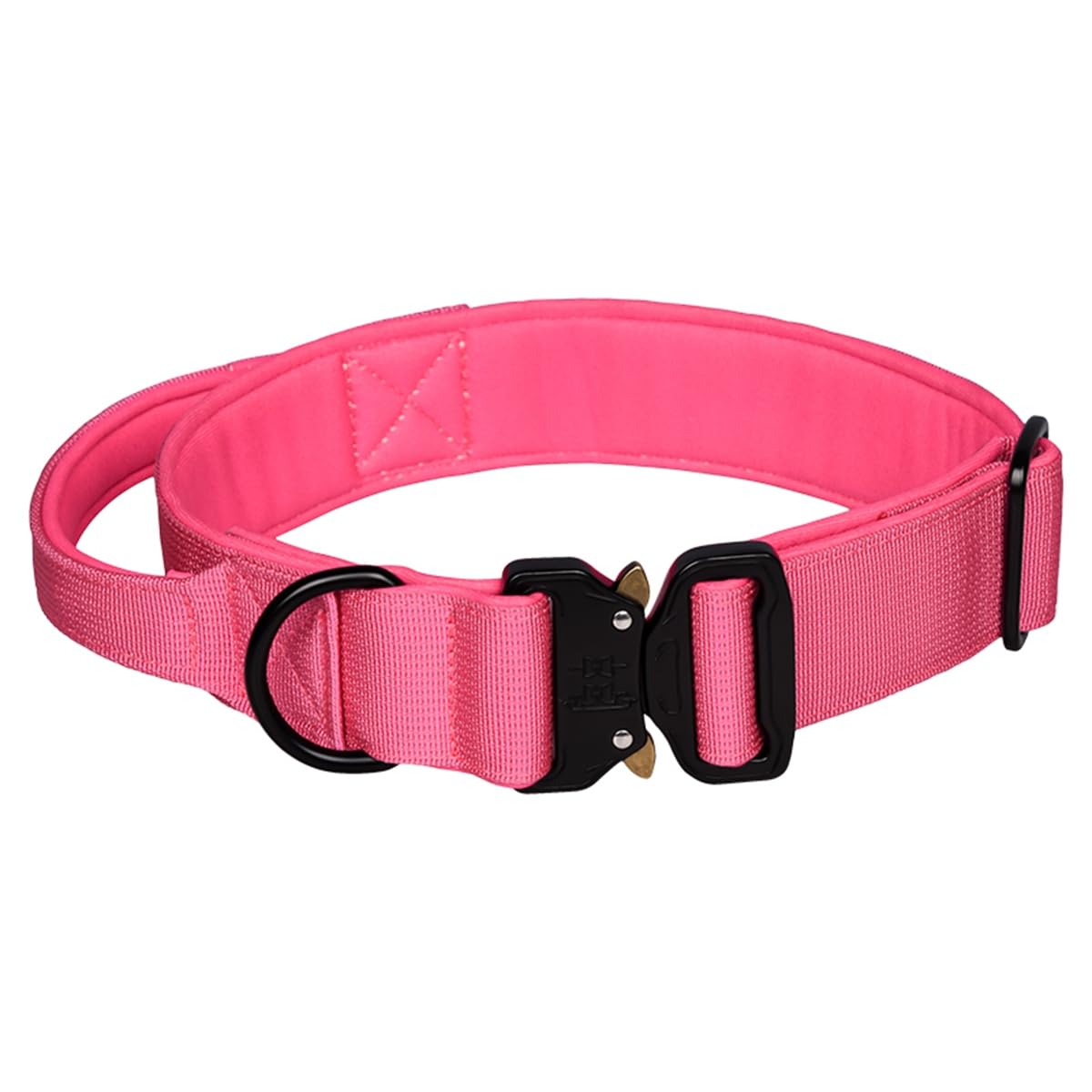 haoyueer Tactical Dog Collar, Adjustable Military Training Nylon Dog Collar with Control Handle and Heavy Metal Buckle for Medium and Large Dogs (M, Hot Pink)