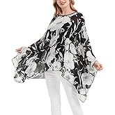 Wiiiwish Women's Loose Solid Long Batwing Sheer Chiffon Caftan Wrap Poncho Tunic Top Topper