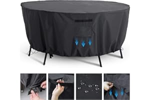 Tempera Outdoor Round Table Cover , Sectional Sofa , Dining Set cover , Anti-Fading , Waterproof Patio Cover for Outdoor Furniture, 96"D x 28"H, Space Grey