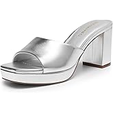 DREAM PAIRS Women's Platform Block Heel Mule Sandals, Square Toe Ankle Strap Slip On Comfortable Heeled Sandals for Party Wedding Shoes