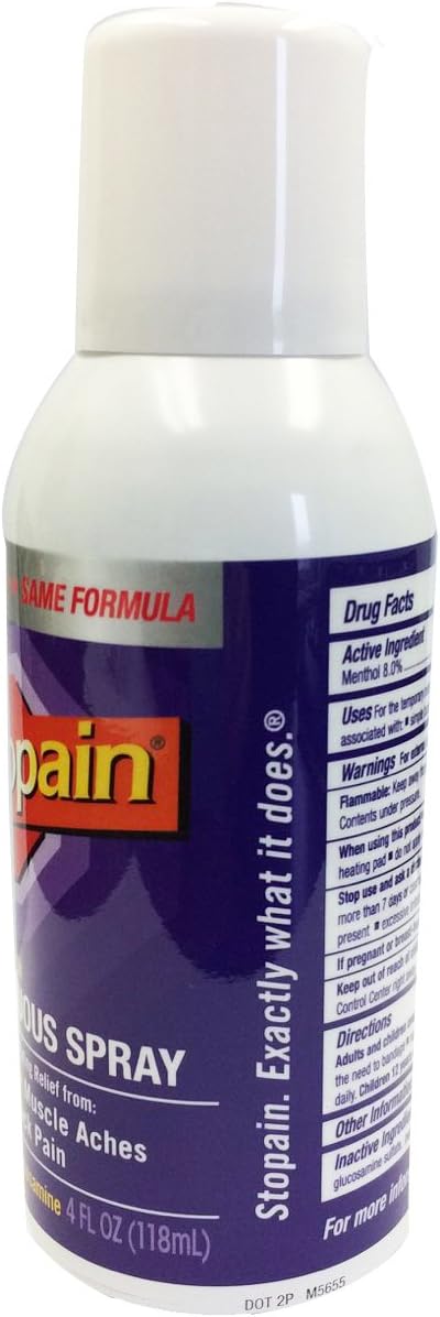 Stopain Extra Strength Continuous Pain Relief Spray, 4 Ounces, Relieves Muscle and Joint Pain: Health & Personal Care