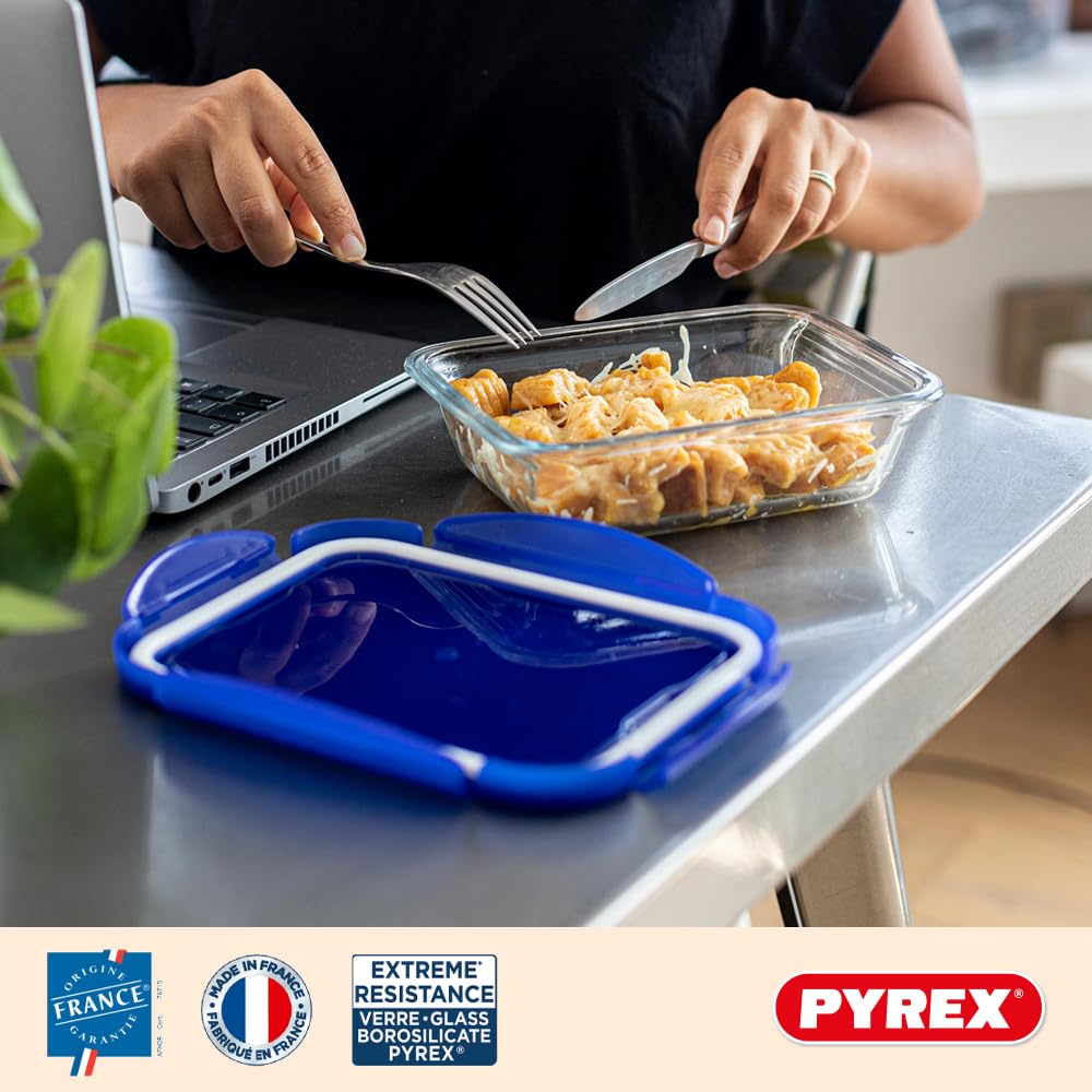 Pyrex Cook & Go Lunchbox-Set, rechteckig, 0,8 l, Borosilikatglas, Backofen, Mikrowelle und Spülmaschine, 5 Stück 4