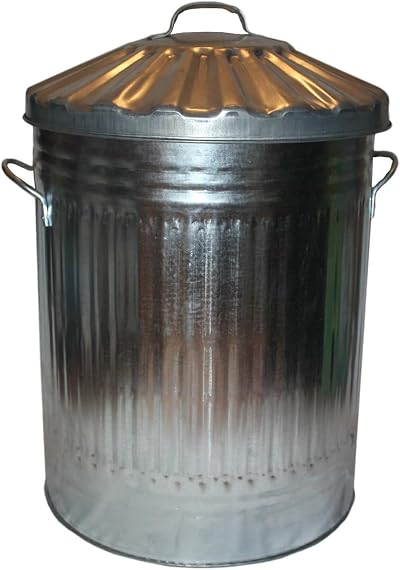 OptiProducts Metal Bin 60 Litre Galvanised Garden Rubbish Storage UK