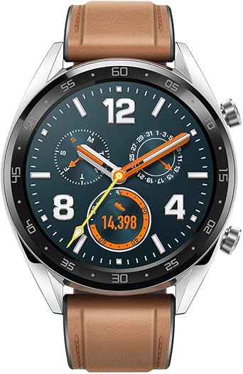 Huawei Watch GT 2018 Bluetooth SmartWatch,Ultra-Thin Longer Lasting Battery Life,Compatible with iPhone and Android (Steel (Leather Strap)) Contains ...