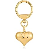 NEPULOY Bag Purse Charms for Handbags - Gold/White Gold Heart Keychain Accessories for Women Trendy Car Key Chain