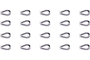 Penta Angel M2 304 Stainless Steel 1/16" - 3/32" Diameter Wire Rope Cable Thimbles Rigging 20PCS(M2)