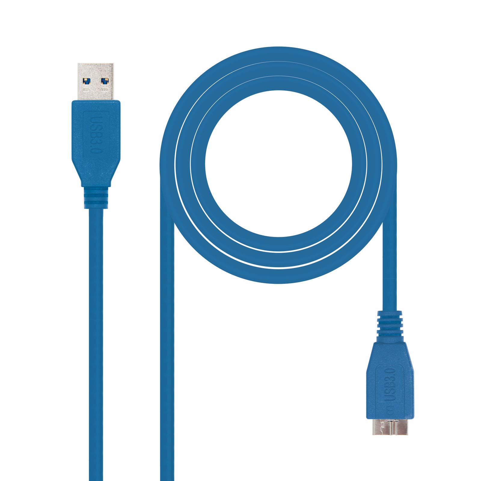 Nanocable 10.01.1101-BL - USB 3.0 to Micro USB 3.0 Cable, Main Application in Mobile and Digital Cameras, Type A/M-Micro B/M, Male-Male, Blue, 1.0 mts