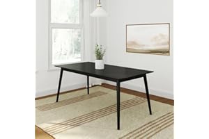 Plank+Beam 72 Inch Mid Century Modern Dining Table, Solid Wood Kitchen & Dining Room Table for 6, Minimalist Table for Dining Room, Rectangular Dinette Table, Black