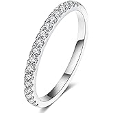 IMOLOVE Lab Grown Diamond Wedding Bands, 0.3-0.42 Carat, Eternity Rings in 18K White Gold & Sterling Silver Size 4-11
