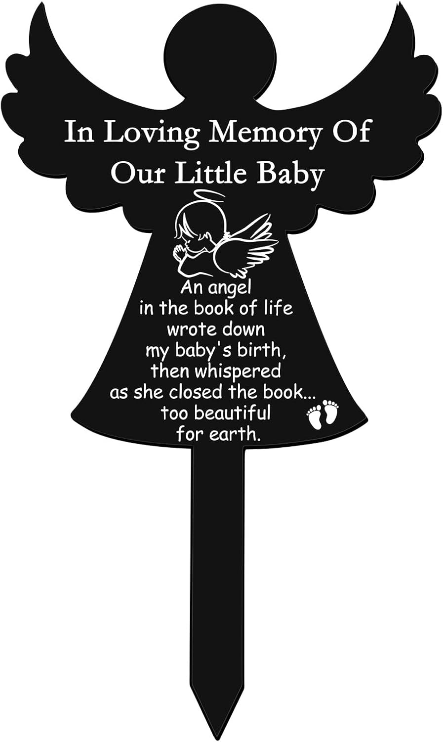 Decorative Garden Stakes - Memorial Stakes Cemetery Grave Plaque Stake Markers Memorial Angel Plaques for Outdoors Acrylic Sympathy Grave Stake Waterproof Garden Decorations for Cemetery Outdoors Yard (Baby Style)