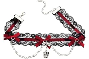 Gothic Choker Necklace for Women Girls Goth Lace Necklace Choker Costume Accessories for Halloween Party Cosplay Prom
