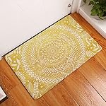 YJ Bear Thin Vintage Bohemian Flower Pattern Print Rectangle Doormat Entry Mat Home Decor Carpet Kitchen Floor Runner Indoor Non Slip Floor Mat Yellow 20" X 31.5"