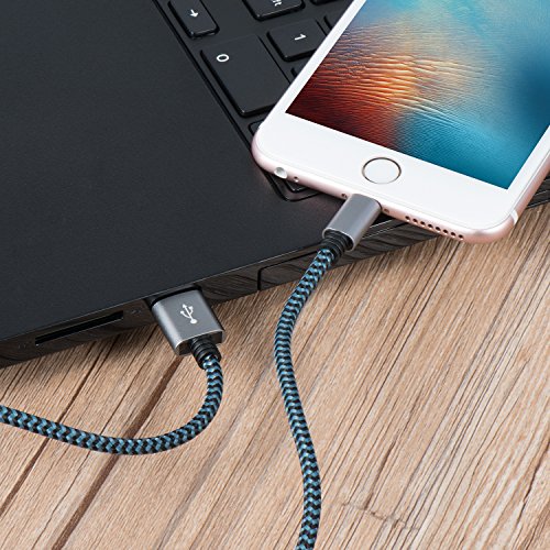 iPhone Charger Atill Lightning Cable 3Pack 3ft Nylon Braided USB Charging Cable Cord Compatible with iPhone X/8/8 Plus/7/7 Plus/6/6s Plus/SE/5/5s/5c, iPad, iPod and More (Blue)