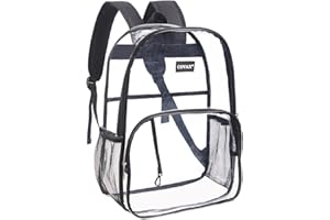 COVAX Clear Backpack, See Through Clear Bookbags, Water-resistant PVC Transparent Backpack for Collge, Work, Security, Sporting Events