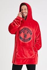 Manchester United Oversized Hoodie Blanket for Men Red Black Crest Print view 4