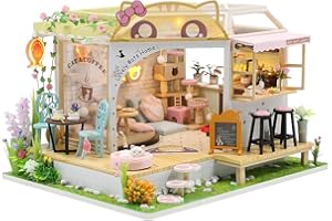 CUTEBEE Dollhouse Miniature with Furniture, DIY Wooden Dollhouse Kit Plus Dust Proof, Creative Room Idea