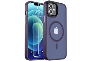 SUPFINE Magnetic for iPhone 12 Case/iPhone 12 Pro Case, [Compatible with MagSafe][10 FT Military Grade Drop Protection] 2X[Tempered Glass Screen Protector] Phone Cover for iPhone 12/12 Pro,Dark Purple