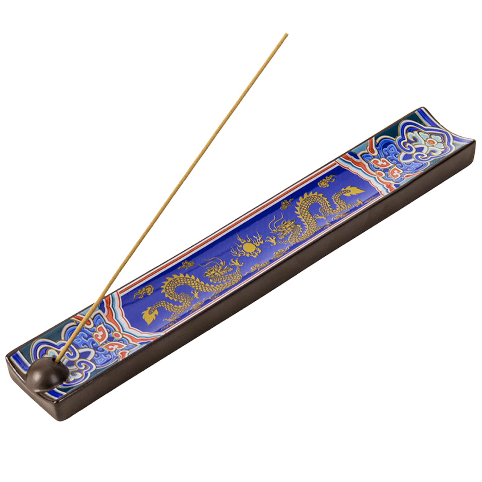 Taasmoog 8.8'' Length Incense Stick Holder, Ceramic, Handmade, Double Dragon Play Ball