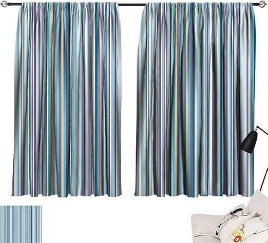 Amazon Com Bedroom Curtains Striped Blue Purple Teal Aqua