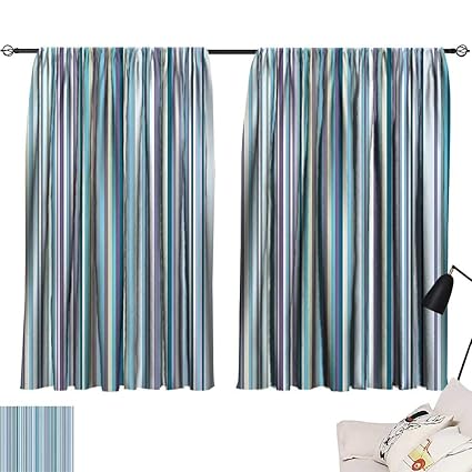 Amazon Com Bedroom Curtains Striped Blue Purple Teal Aqua