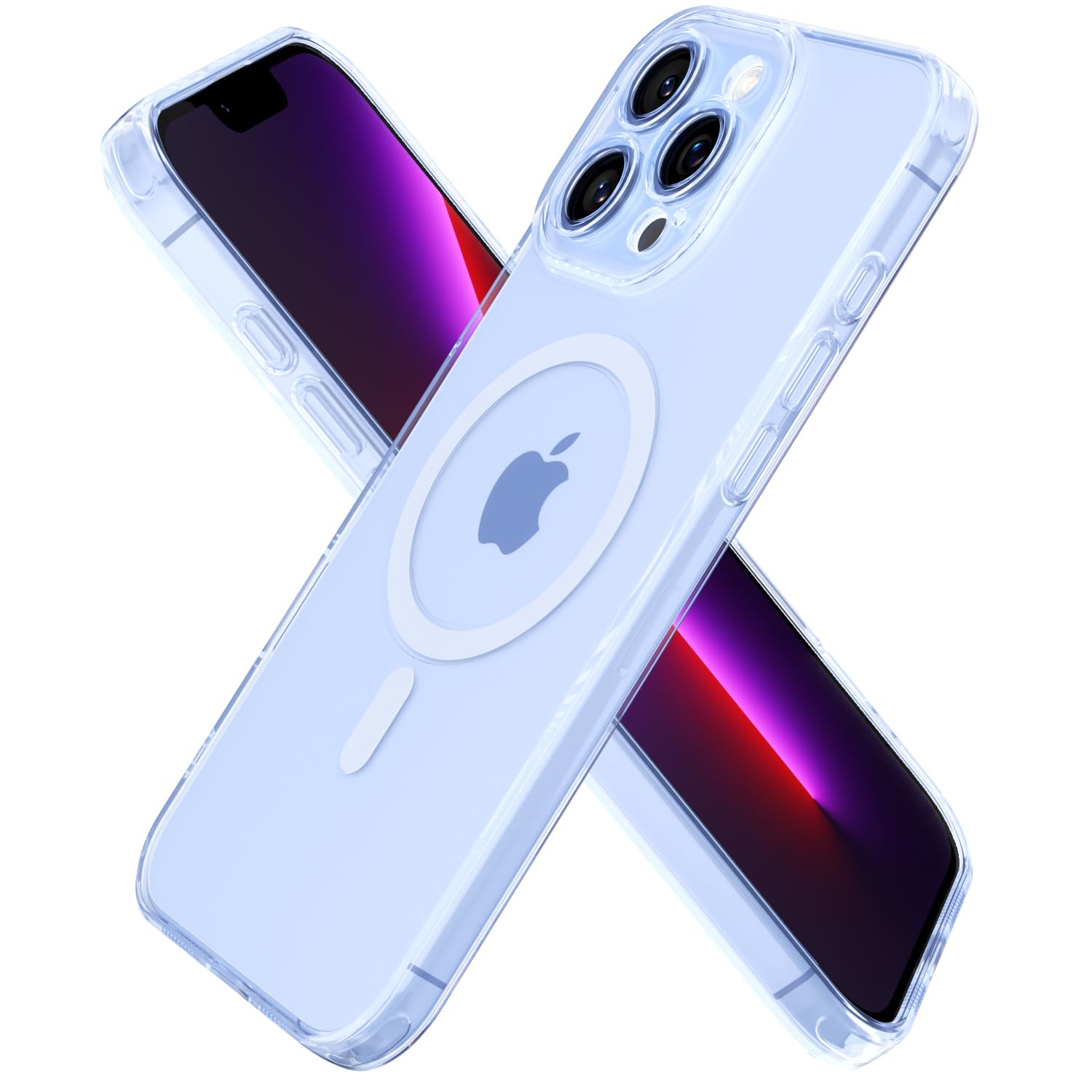 Photo 1 of oakxco for iPhone 13 Pro Phone Case Clear Compatible with Magsafe, Thin Slim Transparent Magnetic Silicone Mag Safe Cover for Women Girl, Cute Girly Soft TPU with Camera Cover Protection, Light Blue