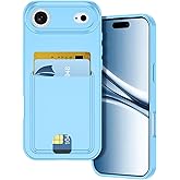 Petocase for iPhone Air Wallet Case Card Holder Slot Ultra Slim Fit Flexible TPU Gel Rubber Soft Skin Silicone Protective Phone Case Cover for Apple iPhone 17 Air 6.5 inch Light Blue