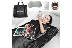 Bestqool Sauna Blanket for Detox, Far Infrared Sauna for Home, Portable Sauna Blanket with Arm Hole, 104-167°F, 10-60 Minutes, Zero EMF, 6.9 ft x 2.95 ft