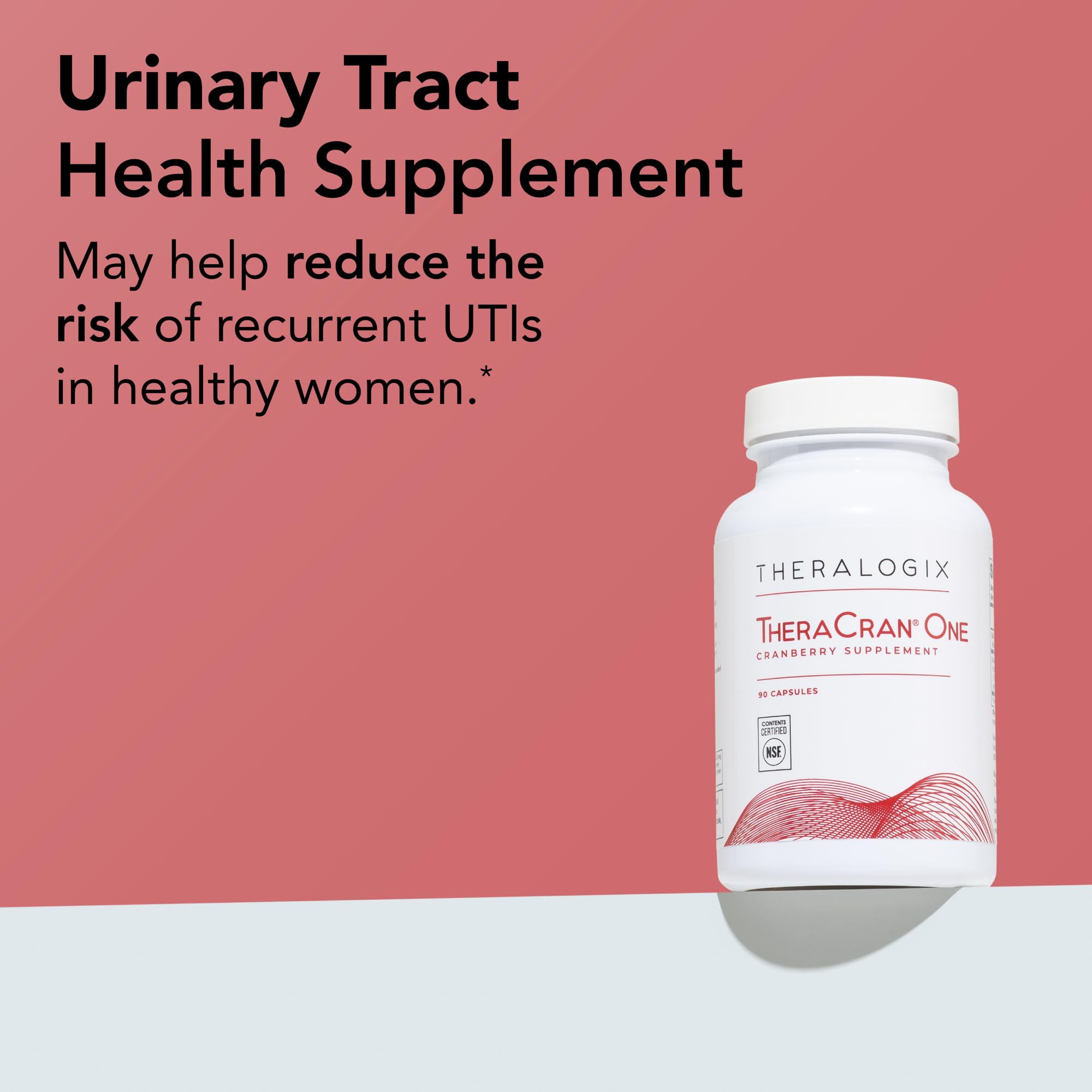 Theralogix TheraCran One Cranberry Capsules - 90-Day Supply - Supplement for Men & Women - to Support Urinary Tract Health* - 36mg Soluble PACs per Capsule - NSF Certified, 90 Count (Pack of 1)