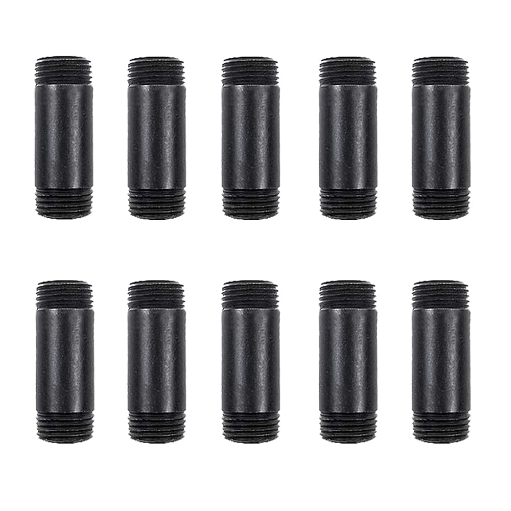 Photo 1 of Niubid 10 Pack 1/2 Inches x 2 Inches Black Malleable Steel Nipples Fitting, DIY Steampunk Industrial Vintage Style.