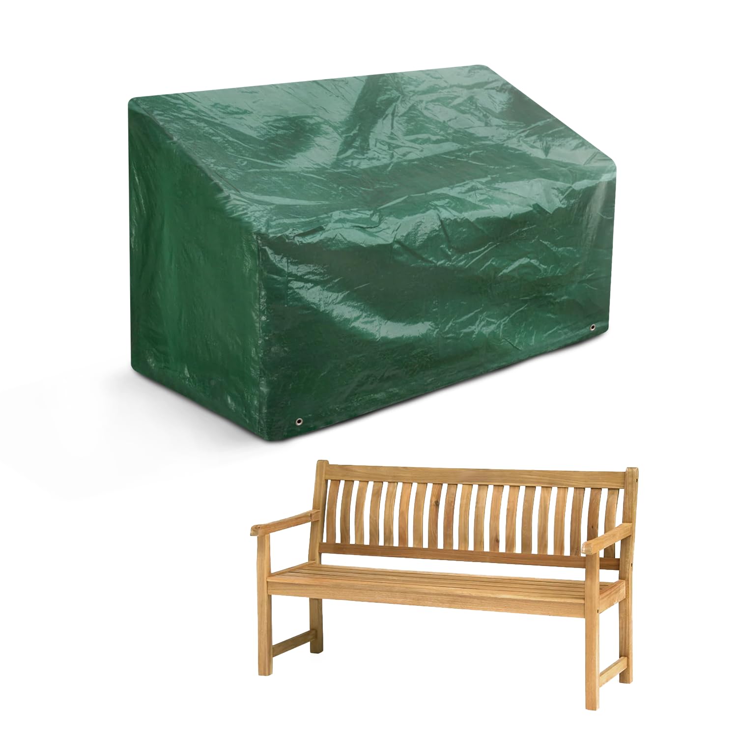 Garden Furniture Cover – Patio Bench Waterproof Cover for Outdoor Storage of Rattan Set – Heavy Duty Laminated Polyethylene Fabric, Windproof, Anti-UV to Protect Wooden Seat Sofa 89 × 162 × 66cm — image 1