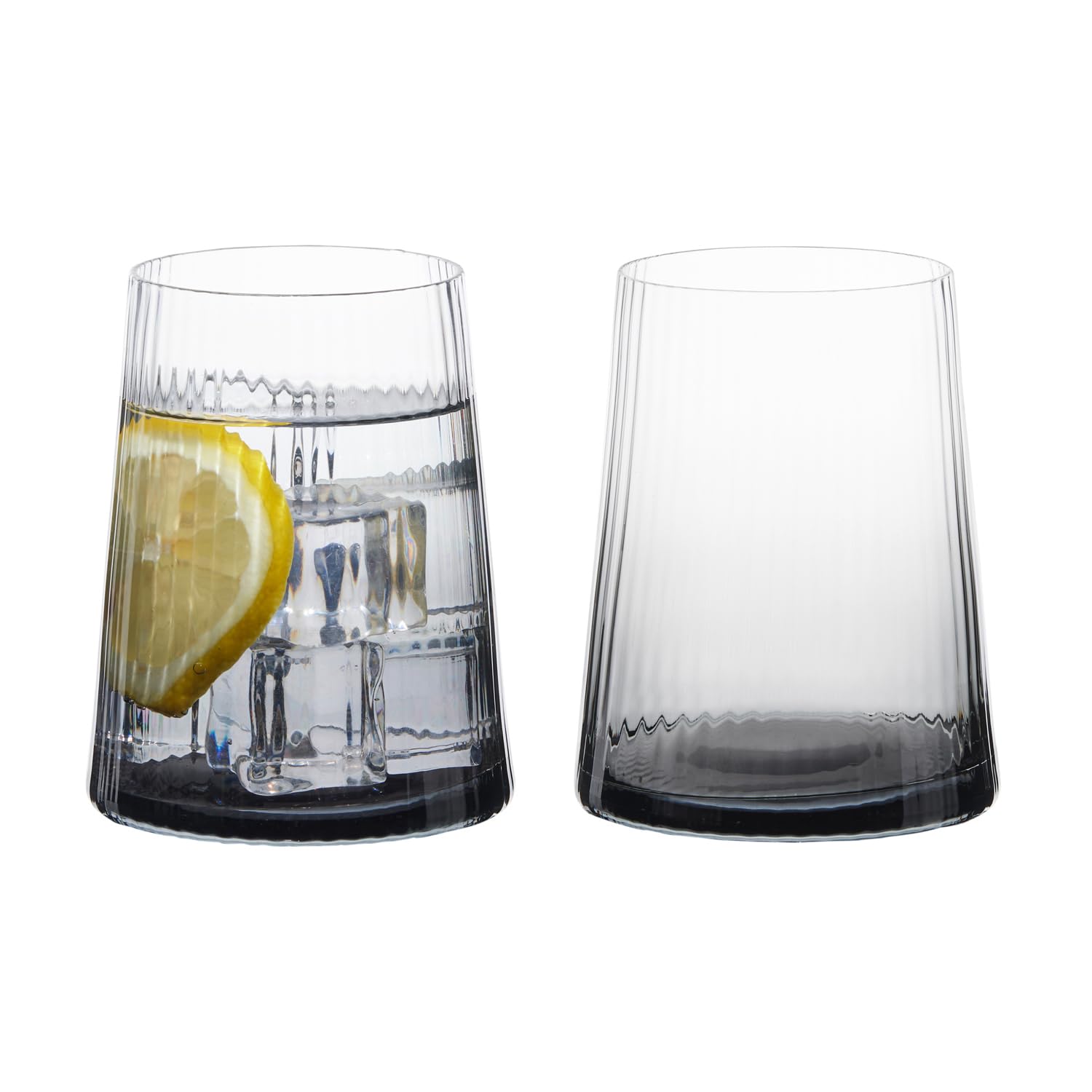 Anton Studio Designs Empire Handmade DOF Tumblers for Whiskey, Spirits or Water - 400 ml - Smoke Grey - Set of 2 Elegant Drinking Glasses — image 1