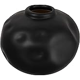 Creative Co-Op Pinched Organic Shape Terracotta Vase, Matte Black