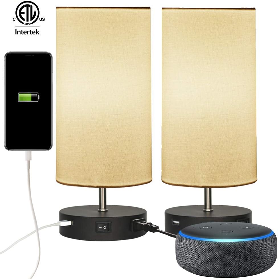 Best table lamps black and white for living room set of 2