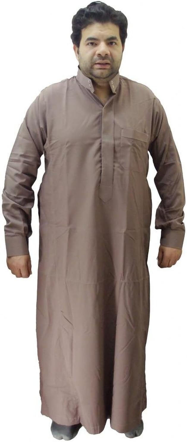 Men Saudi Style Thobe Thoub Abaya Robe Daffah Dishdasha Islamic Arabian Kaftan