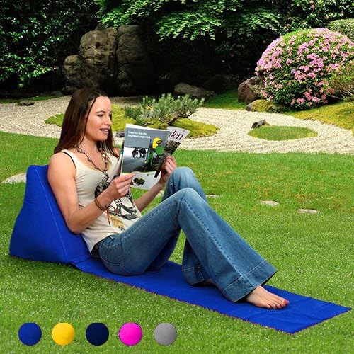 Inflatable Outdoor Chillout Wedge Back Support Handy Picnic/ Camping/ Beach Mat Blue
