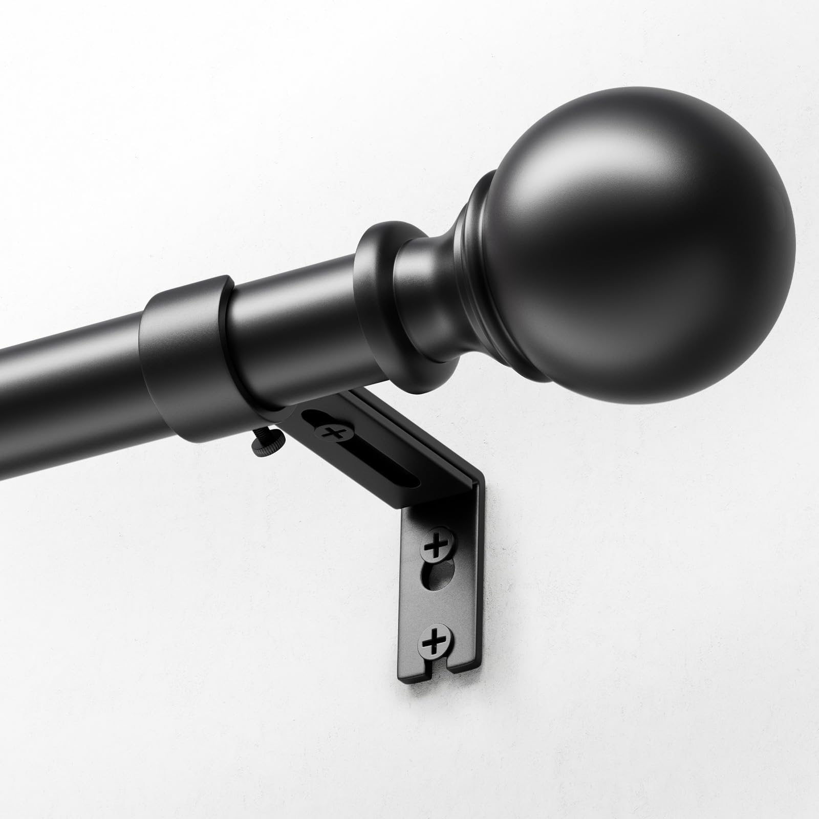 DEFYNEE Curtain Poles, 80 to 367 cm Matt Black Curtain Pole for Eyelet Curtains 25mm Diameter Extendable Long Curtain Rod with Bracket for Door, Bedroom, Dining Room, Living Room