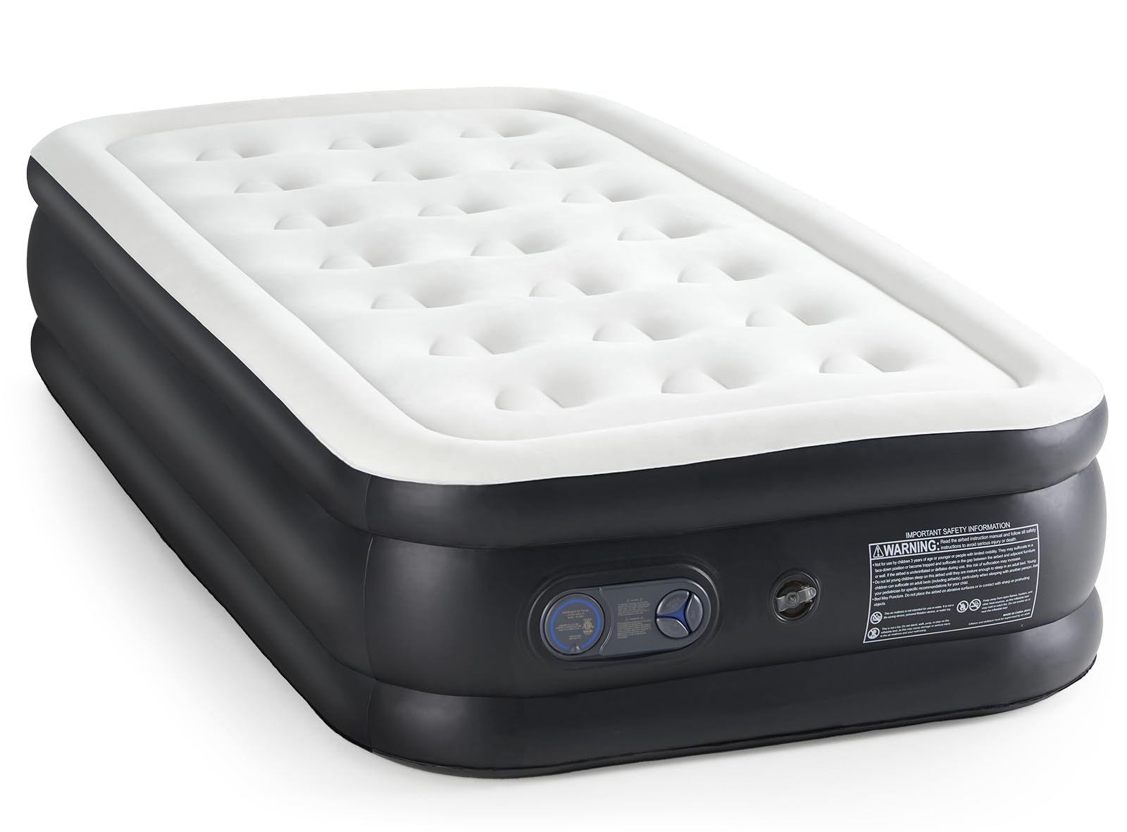 Photo 1 of Elevon Air Mattress with Built in Pump - Luxury Double High Inflatable Bed for Home, Travel & Camping, Navy/White, Twin, 18" High