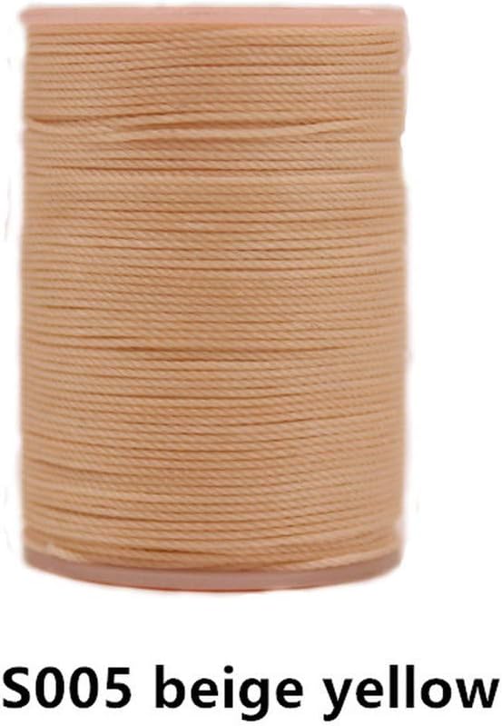 Diameter 0.45Mm Leather Sewing Thread 16 Color to Choose Hand Stitched Polyester Round Waxed Thread Color Thread,S005 Beige Yellow