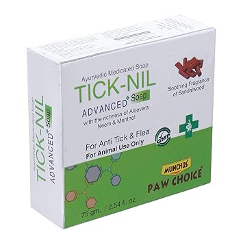 Munchos Ayurvedic Medicated Soap Tick-Nil Advanced Soap for Anti Tick & Flea, Grooming Soap for Dogs, 75 g (Pack of 2)