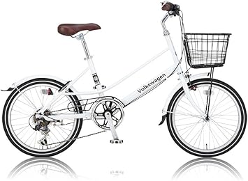 Amazon Volkswagen フォルクスワーゲン インチミニベロ 6段変速 前後泥除け カゴ カギ標準装備 Vw 6com Beetle ホワイト Volkswagen 小径車 ミニベロ