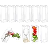 NBEADS 24 Pcs Small Clear Favor Boxes, 2.36x2.36x7.09 Inch Transparent PET Box Clear Plastic Party Boxes Small Gift Box for Candy Chocolate Christmas Birthday Wedding Shower Party