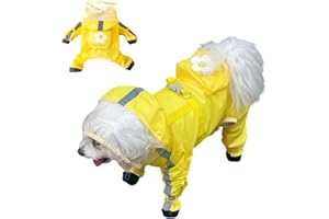 Yeduzyn Dog Raincoat with Boots,Waterproof Dog Raincoats with Hood for Small Medium Large Dogs,Raincoat with Reflective Strap, Lightweight Rain Jacket with Leash Hole (Yellow Flower, Small)