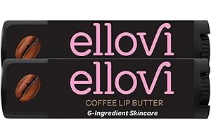 Ellovi Natural Lip Butter Lip Balm - Coffee - Pure Enough to Eat - Made With Just 6 Vegan Ingredients - Moisturizing Lip Care for All Day Hydration (2-Pack)